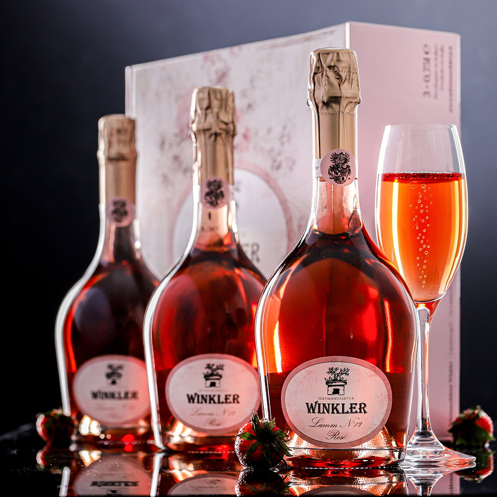 3x Spumante Lamm Rosé N°12 Extra Brut in Geschenkverpackung